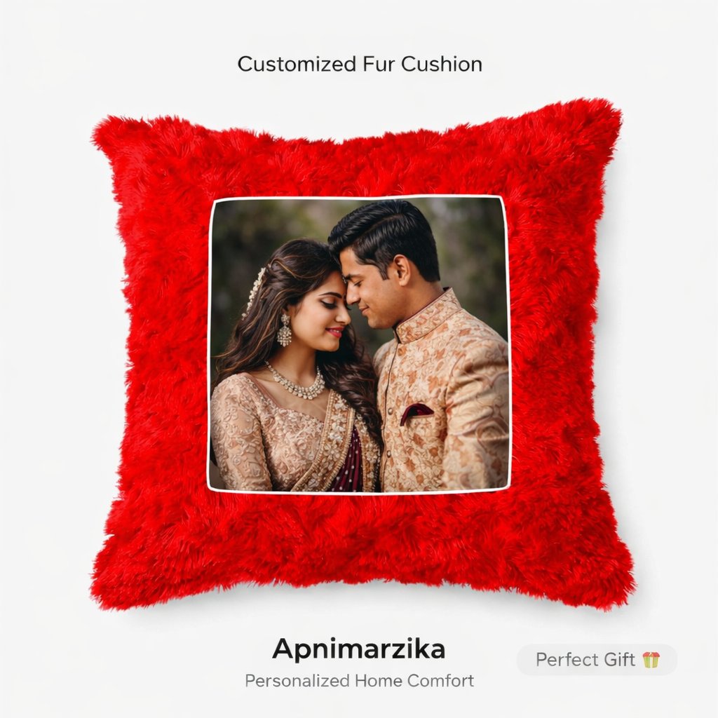 Customized Fur Red Cushion Pillow