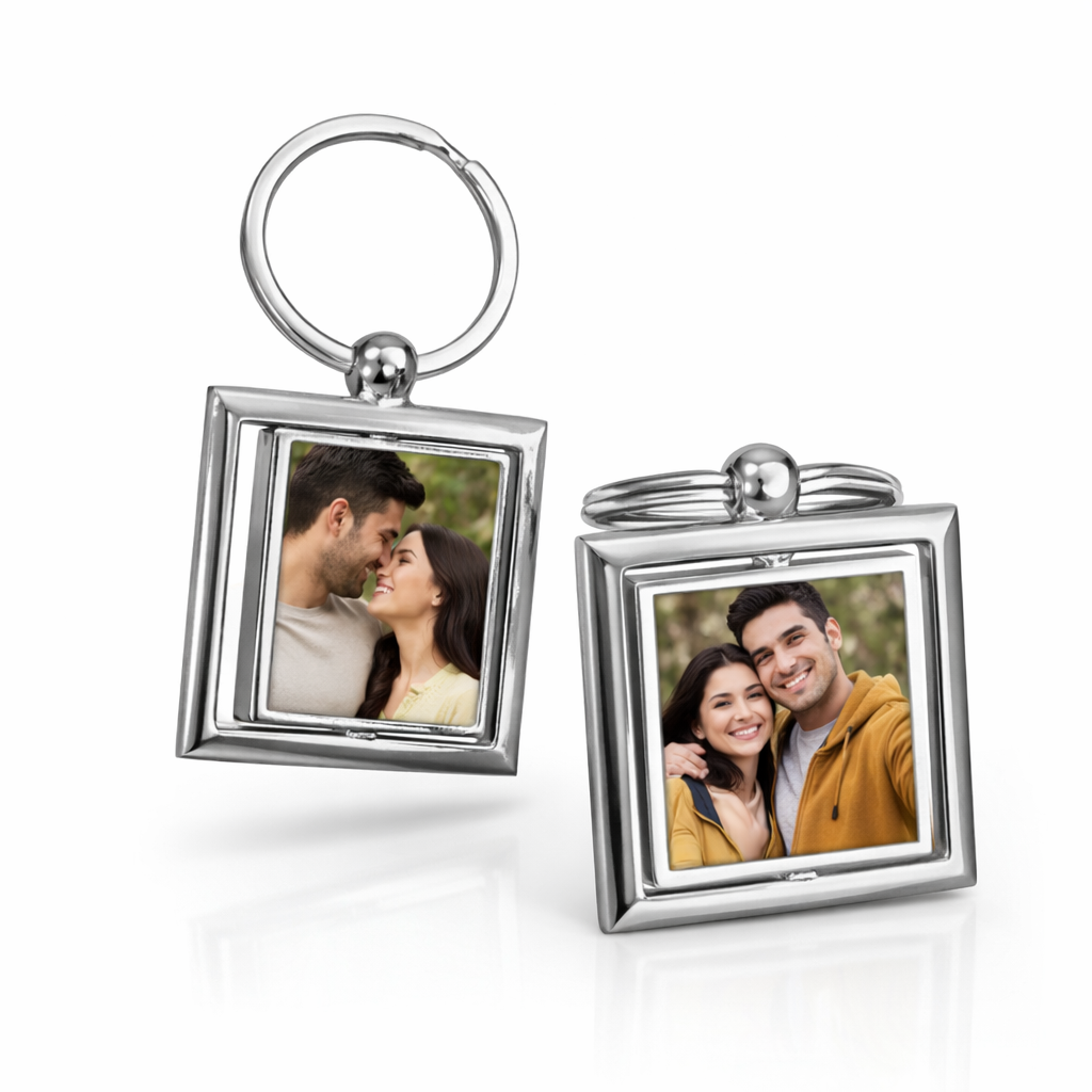 Custom Flip Photo Keychain – 2 Key Combo (Double Side Print)
