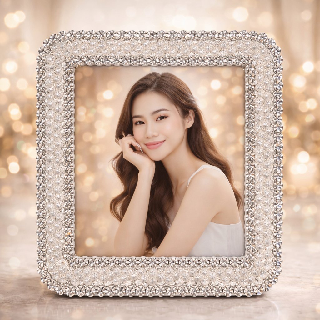 Luxury Crystal Beaded 5x7 Photo Frame – Customizable Gift