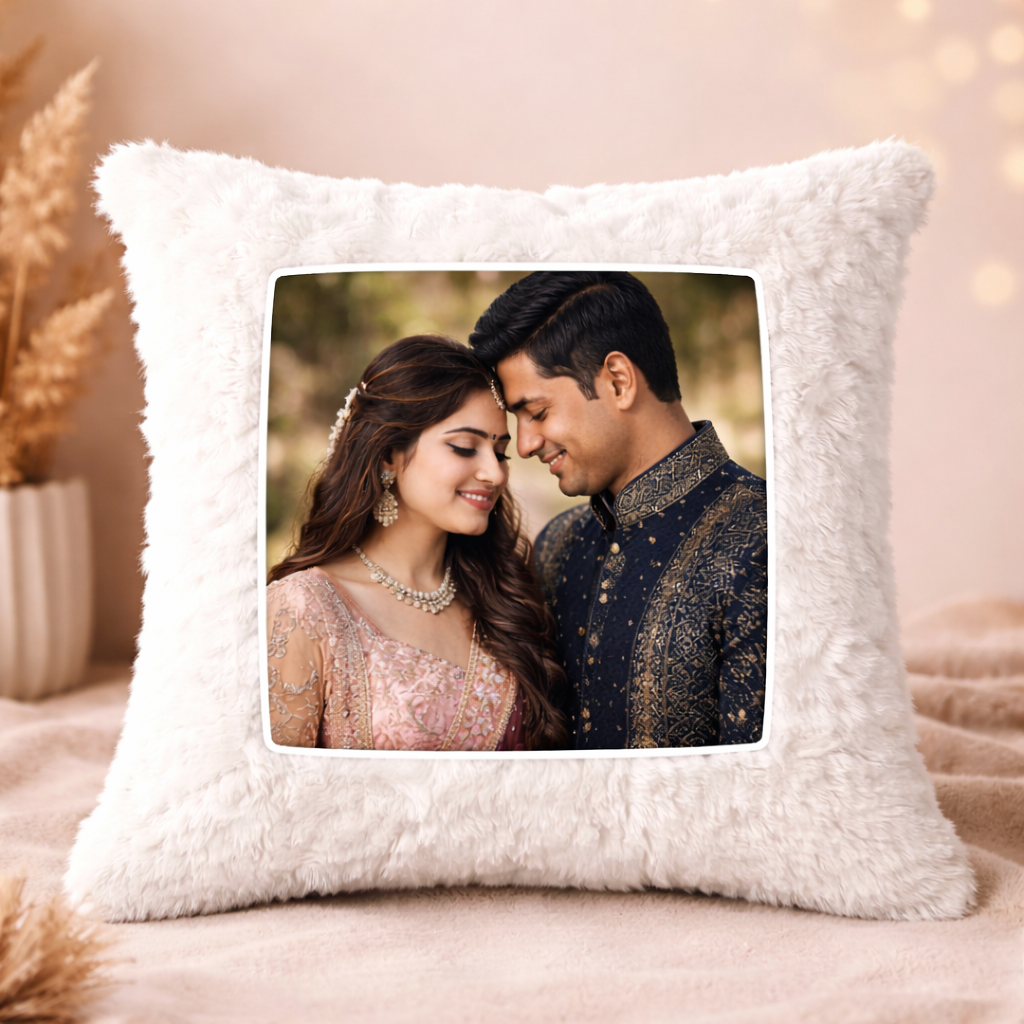 Customized Fur White Cushion Pillow